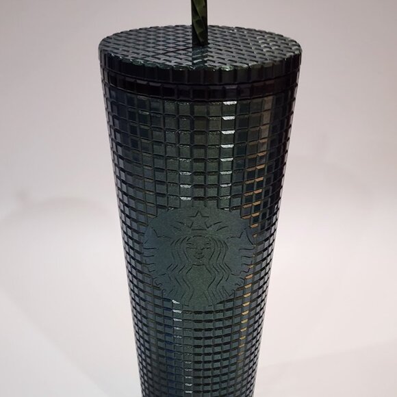 Starbucks Holiday 2021 Tumbler Venti Green Glitter Grid, Limited Edition | 24 Oz - Picture 6 of 14